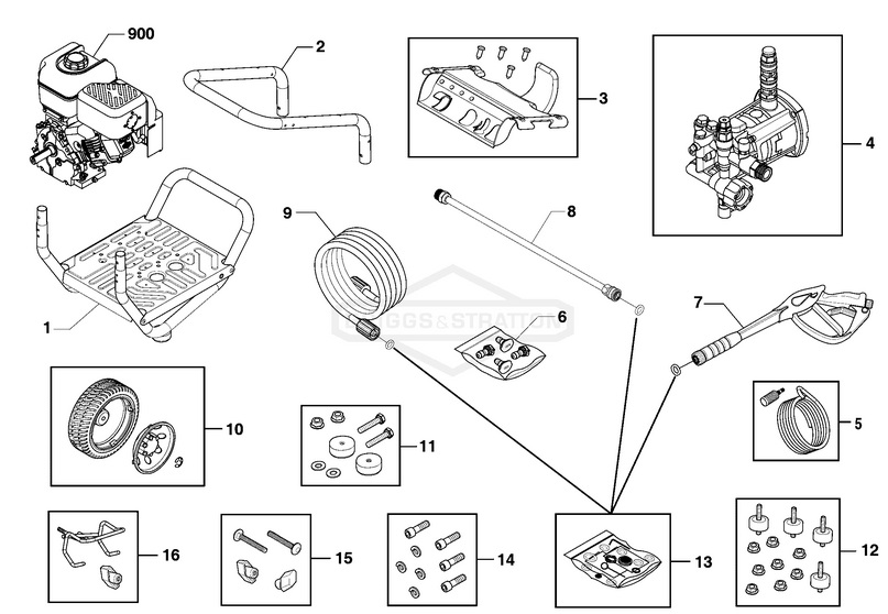 Briggs & Stratton pressure washer model 020505-0 replacement parts, pump breakdown, repair kits, owners manual and upgrade pump.